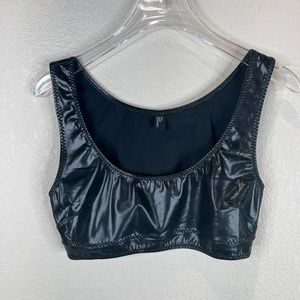 Lisa Marie Fernandez Zani PVC Crop Top Size 1/S Black Glossy Sleeveless Stretchy
